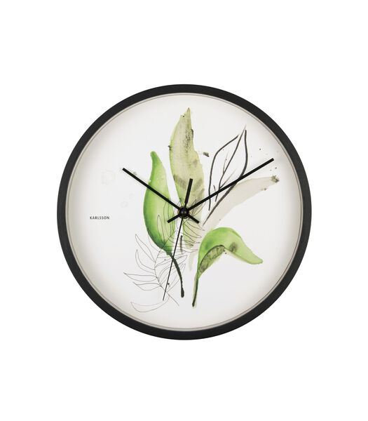 Horloge murale Botanical Leaves - Vert - Ø26cm