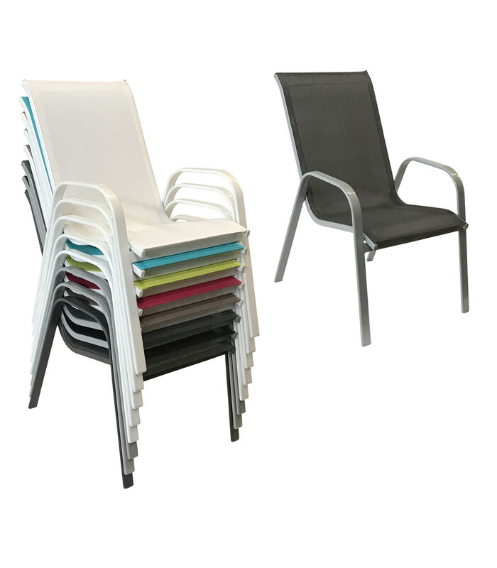 Set van 8 MARBELLA grijs textilene stoelen - grijs aluminium image number 1