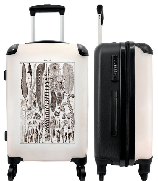 Handbagage Koffer met 4 wielen en TSA slot (Veren - Retro - Illustratie - Vogels - Vintage)
