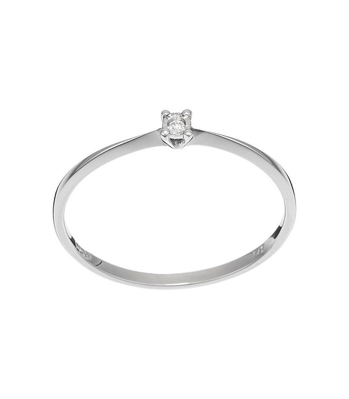 Ring 'Solitaire Pure' witgoud en diamanten image number 0