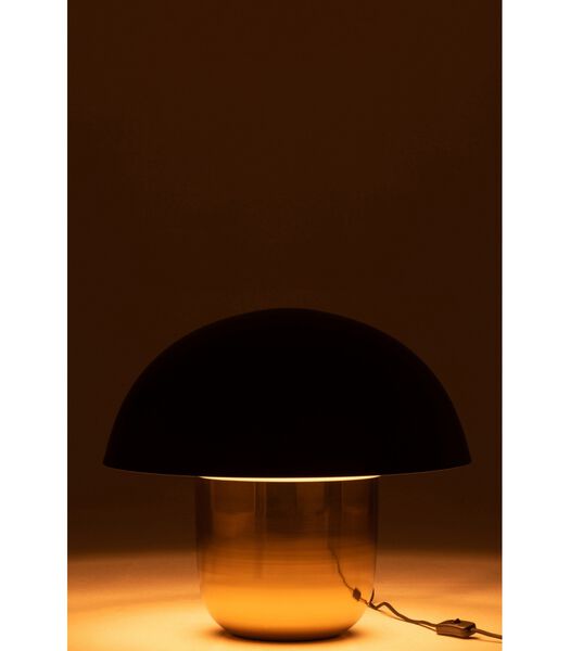 Toadstool - Tafellamp - paddenstoelvorm - groot - zwart - goud - ijzer - 1 lichtpunt