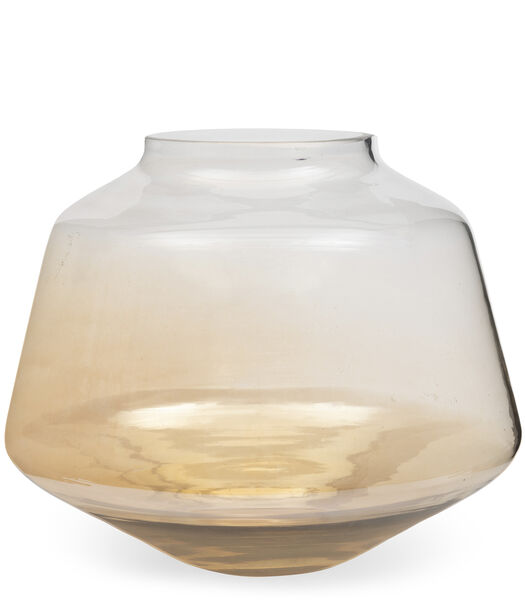 Arianne Vaas gekleurd glas - orangje ronde en brede vaas 23 cm hoog