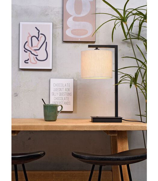 Lampe de Table Boston - Noir/Naturel - 18x18x44cm