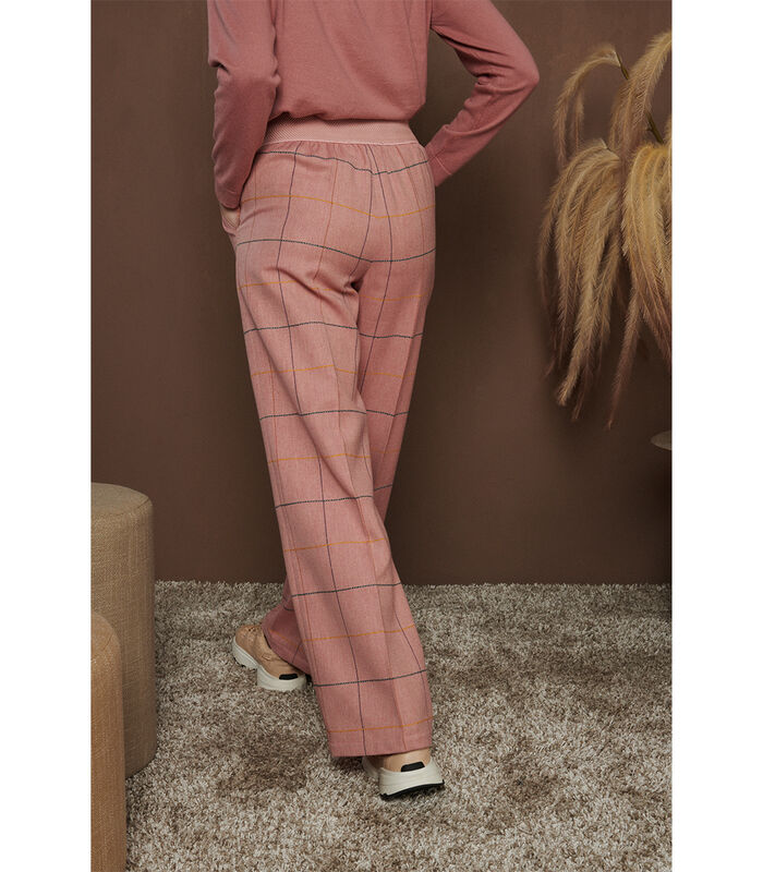 Pantalon rose clair à carreaux multicolores image number 1