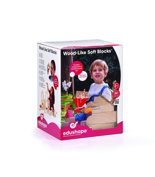 foam / schuim blokken voor kinderen / baby Hout Imitatie - 3,5cm dik - 80 stuks in doos.