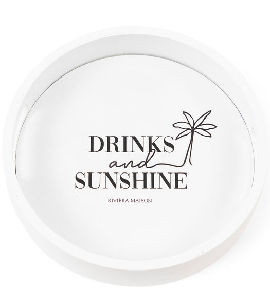 Riviera Maison Dienblad Rond 15 cm - Drinks and Sunshine Mini Tray - Wit