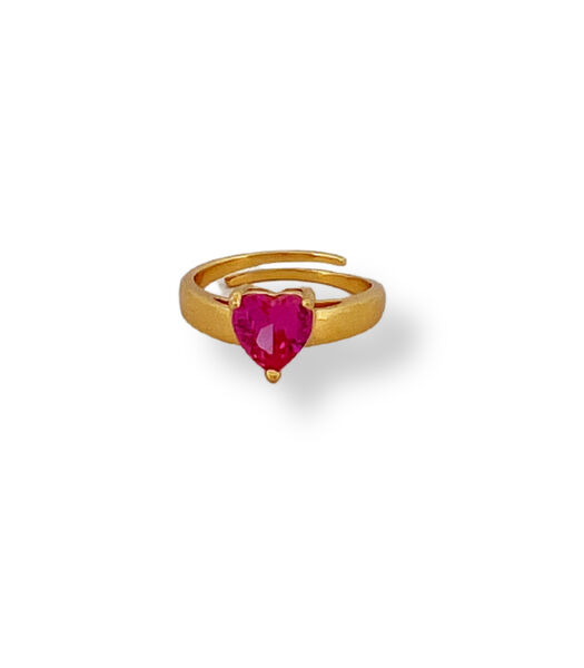 Ring - Roze hartvormige ring - Goud