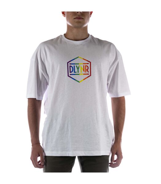 Logo Arc-En-Ciel Dlynr Sur T-Shirt Blanc