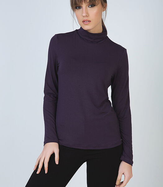 Pull Mauve à manches longues et col polo