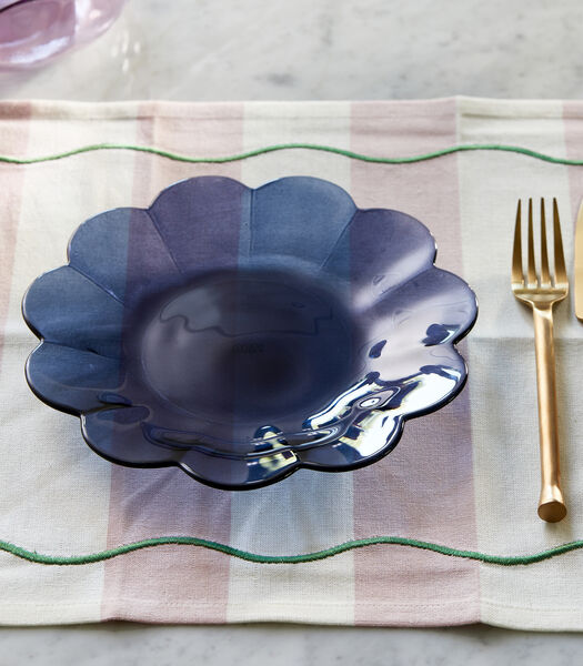 Toulouse dinerbord Blauw - glazen bord transparant diep bord 21 cm