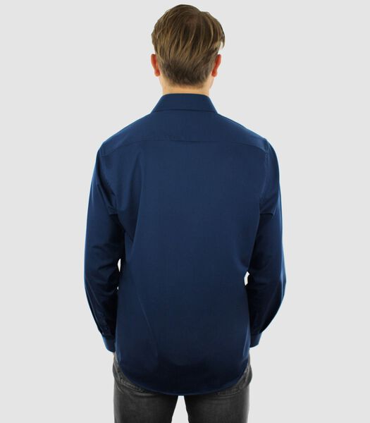 Strijkvrij Overhemd - Navy / Donkerblauw - Regular Fit - Bamboe  - Heren