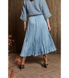 Soepelvallende lichtblauwe rok met lichte glans image number 1
