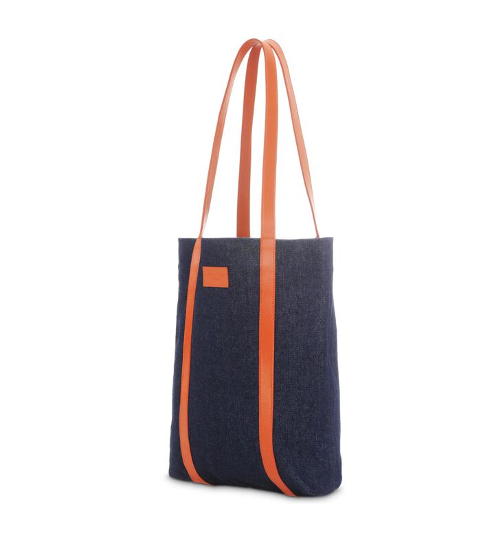 The Tote - Tote bag en jean recyclé finition cuir orange image number 1