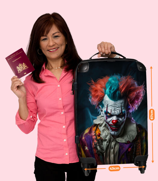 Bagage à main Valise avec 4 roues et serrure TSA (Clown - Maquillage - Costume - Portrait - Horreur)