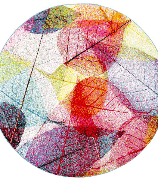Vloerkleed Designer Faro Tropisch Kleurrijke Bladeren Rond