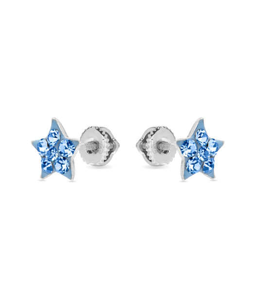 Boucles d'oreilles, Argent 925 et Zirconia bleu étoilé finition rhodiée
