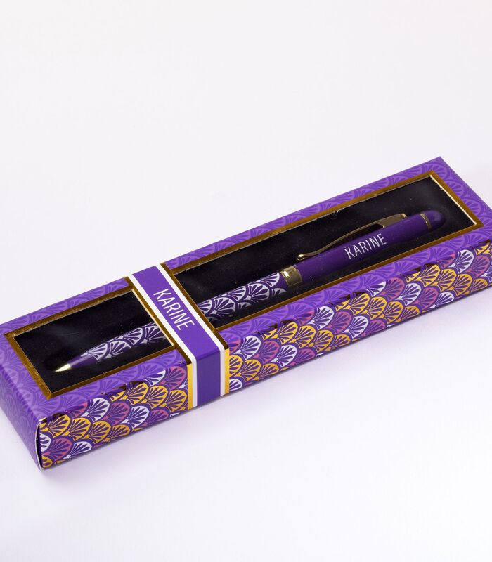 Fijne pen in gelakt metaal violet - Karine image number 2
