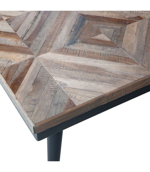 Table Basse - Bois/Métal - Marron/Noir - 40x120x60 - Rhombic